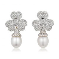 Cultured Pearl And Diamond Day Night Earrings