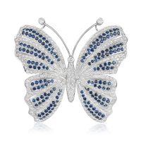 Sapphire And Diamond Butterfly Brooch