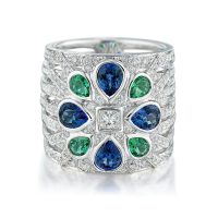 Sapphire Emerald And Diamond Ring